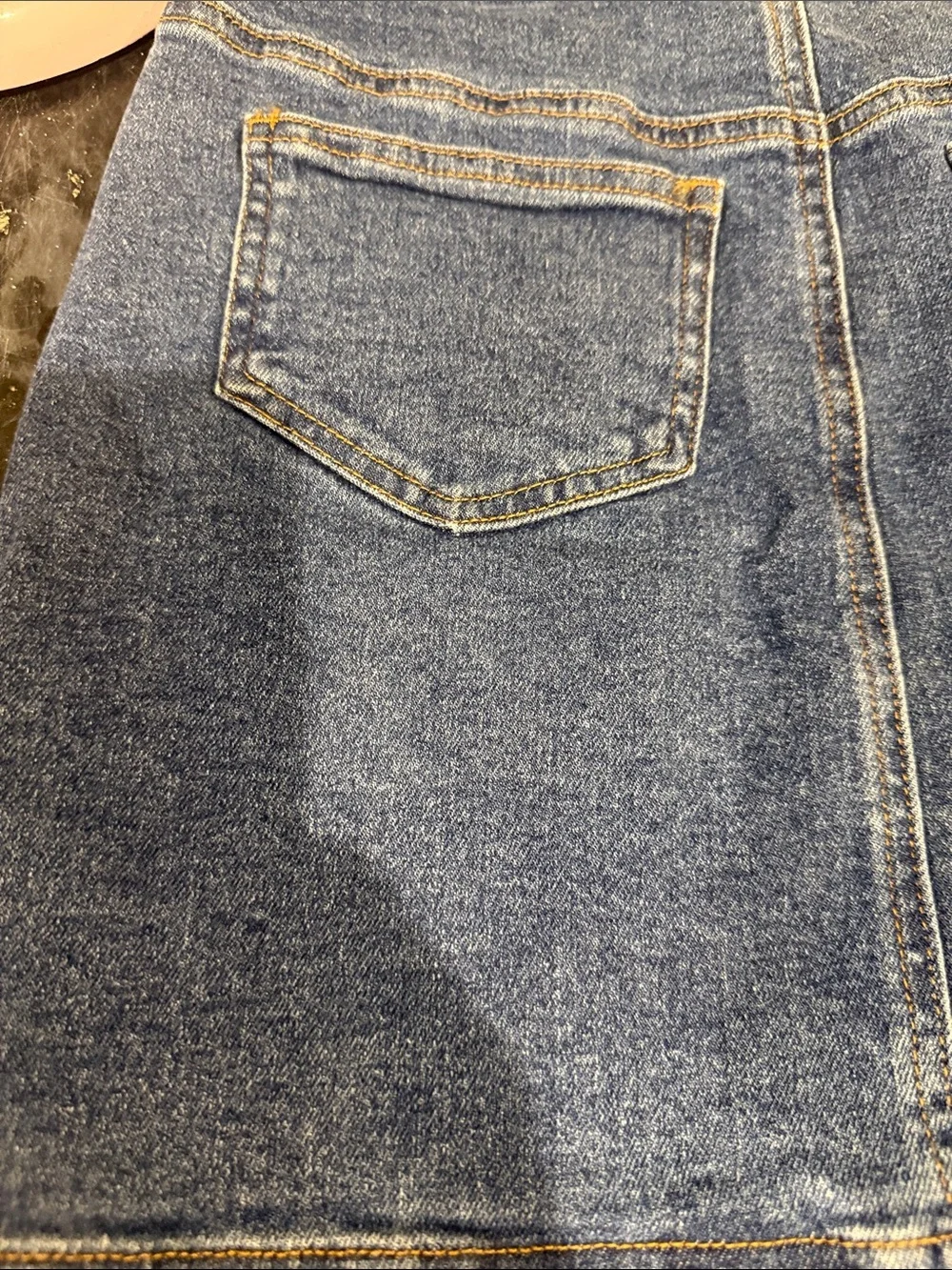 Barbie Blue Denim Mini Skirt with Pink Graphic Patches